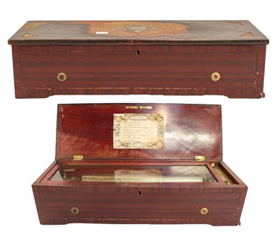 Lot 449 - A Swiss ebonised walnut cylinder musical box,...