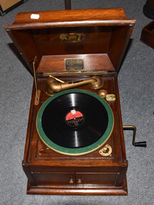 Lot 425 - A Cliftophone gramaphone in an oak square box...
