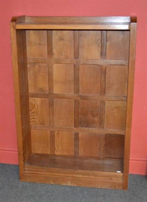 Lot 982 - A Lyndon  "Cat and Mouseman " Hammell Oak Bookcase, with raised upstand, panelled back and...