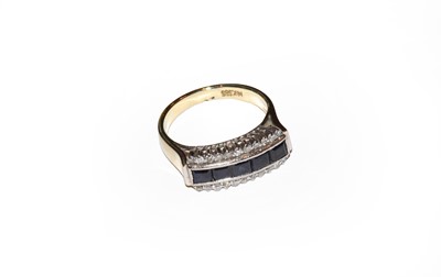 Lot 34 - A sapphire and diamond ring, stamped '585' and...