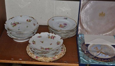 Lot 196 - Copenhagen and Limoges plates, European Union plate etc (on one shelf)