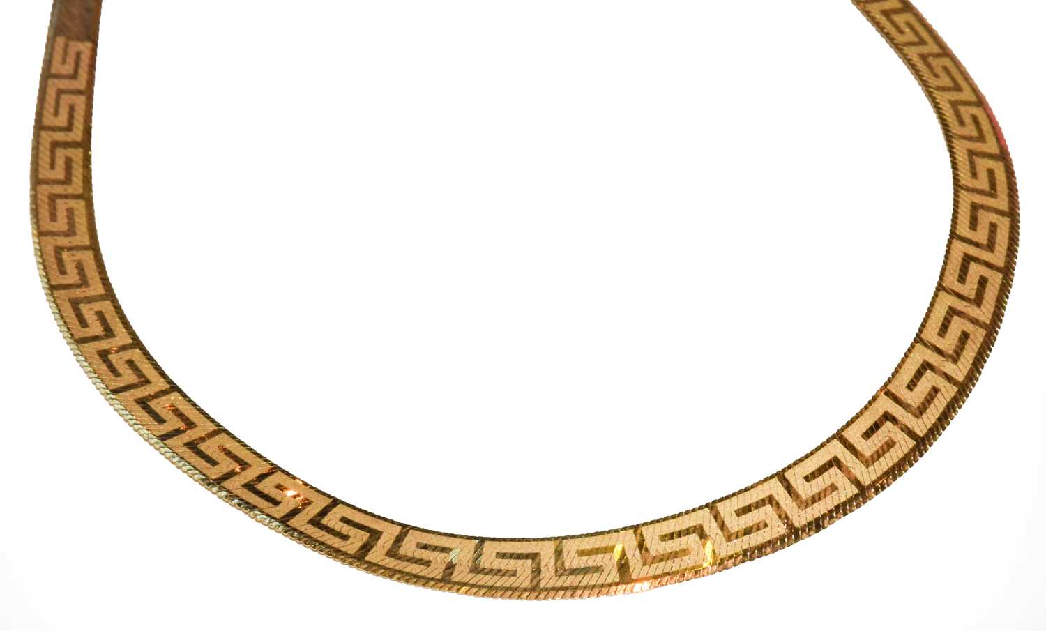 Lot 44 - A fancy link necklace, stamped '375', length 40cm