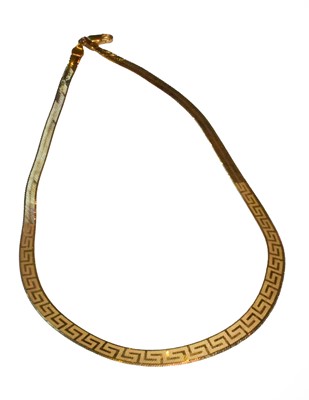 Lot 44 - A fancy link necklace, stamped '375', length 40cm