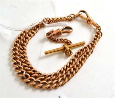 Lot 201 - An Albert chain, converted for use as a bracelet, with spare links and catch, and a t-bar