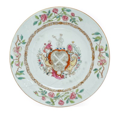 Lot 10 - A Chinese Porcelain Armorial Plate, circa 1740,...