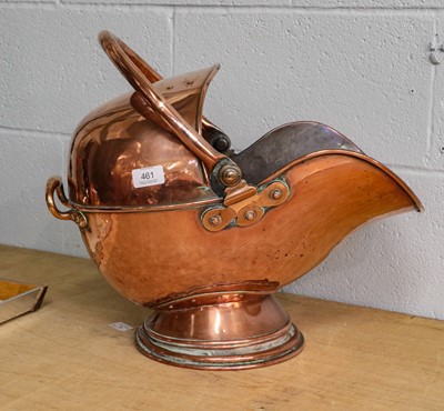 Lot 461 - A Victorian copper coal helmet with pivoting...