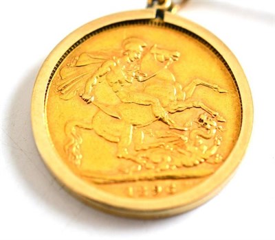 Lot 207 - An 1896 sovereign, loose mounted as a pendant