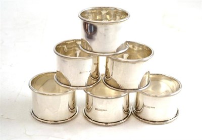 Lot 211 - A set of six silver napkin rings, Birmingham 1965