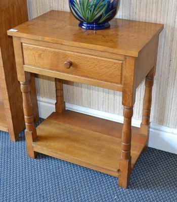 Lot 984 - A Lyndon  "Cat and Mouseman " Hammell Panelled Oak Side Table, with single drawer and undertier, on