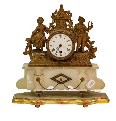 Lot 143 - A late 19th century gilt metal and alabaster...