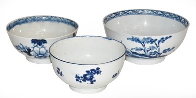 Lot 375 - Two Worcester bowls painted in underglaze blue...