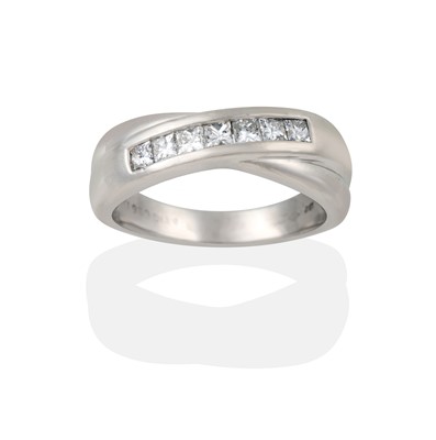 Lot 246 - A platinum diamond ring , a row of princess...