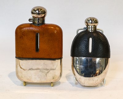 Lot 29 - Two Silver Plate Mounted and Leather Covered...