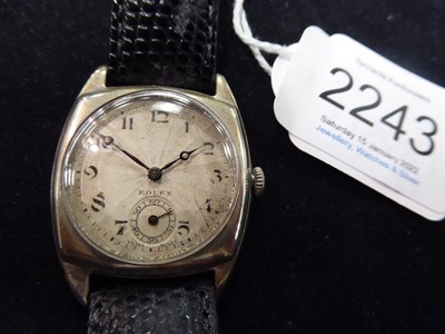 Lot 2243 - A Tonneau Shaped Silver Wristwatch