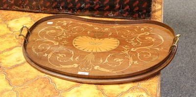 Lot 124 - An Edwardian marquetry serving tray of patera...