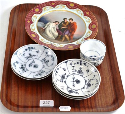 Lot 227 - Vienna type cabinet plate decorated with three classical figures, two tea bowls and five saucers