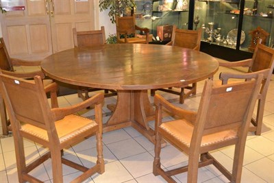 Lot 986 - A David  "Oak Leaf " Langstaff Oak 5'10 " Circular Dining Table, on a cruiciform base, with...