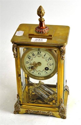 Lot 233 - Late 19th/early 20th century brass timepiece with mercury pendulum