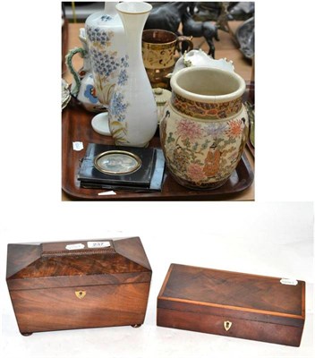 Lot 237 - Tray of ceramics including Masons Ironstone jug, Copenhagen figure, two silhouette portraits, a...