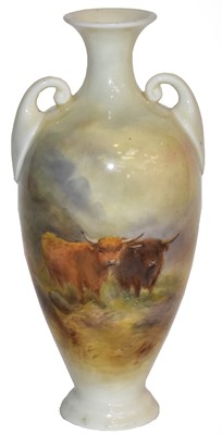 Lot 394 - A Royal Worcester Vase by John Stinton painted...