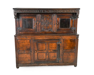 Lot 1358 - A Joined Oak Press Cupboard, bearing date 1681...