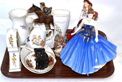 Lot 246 - Tray including Aynsley Cottage Garden china, Royal Doulton Abigail figure, Royal Doulton Pretty...