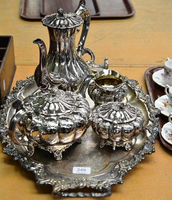 Lot 249 - A silver plated four piece tea service and tray