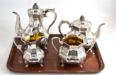 Lot 250 - A late Victorian four piece Elkington silver plated tea set