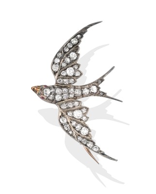 Lot 2025 - An Edwardian Diamond Swallow Brooch