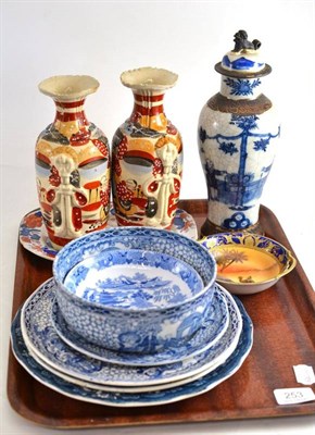 Lot 253 - Tray of china, blue and white, Chinese vases etc