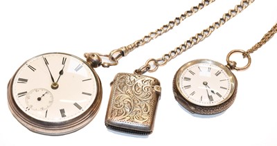 Lot 181 - A silver open faced lever pocket watch, lady's...