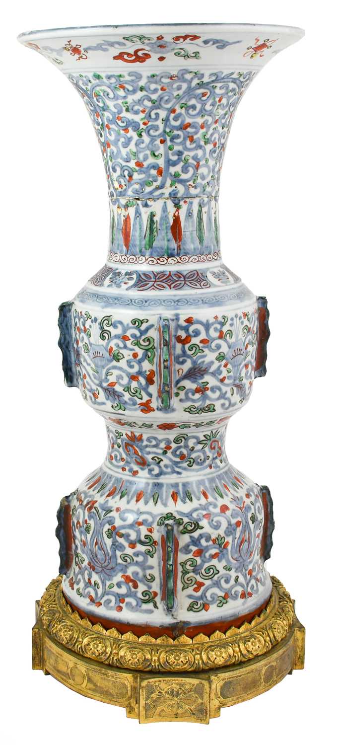 Lot 673 - A Chinese Wucai Porcelain Vase, 17th century,...