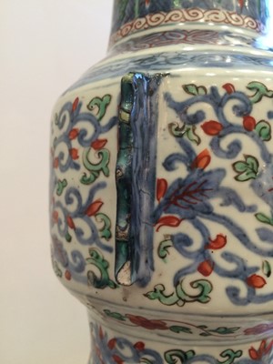 Lot 673 - A Chinese Wucai Porcelain Vase, 17th century,...