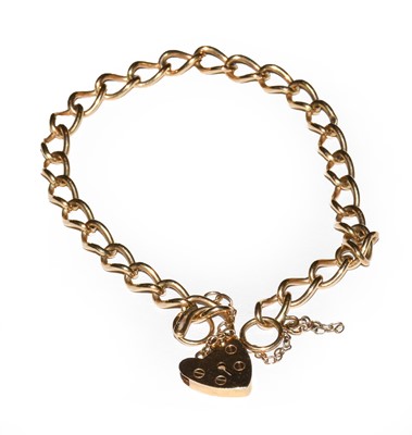 Lot 11 - A 9 carat gold curb link bracelet, length...