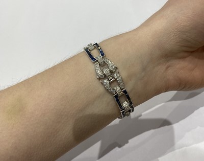Lot 2076 - An Art Deco Style Sapphire and Diamond Bracelet