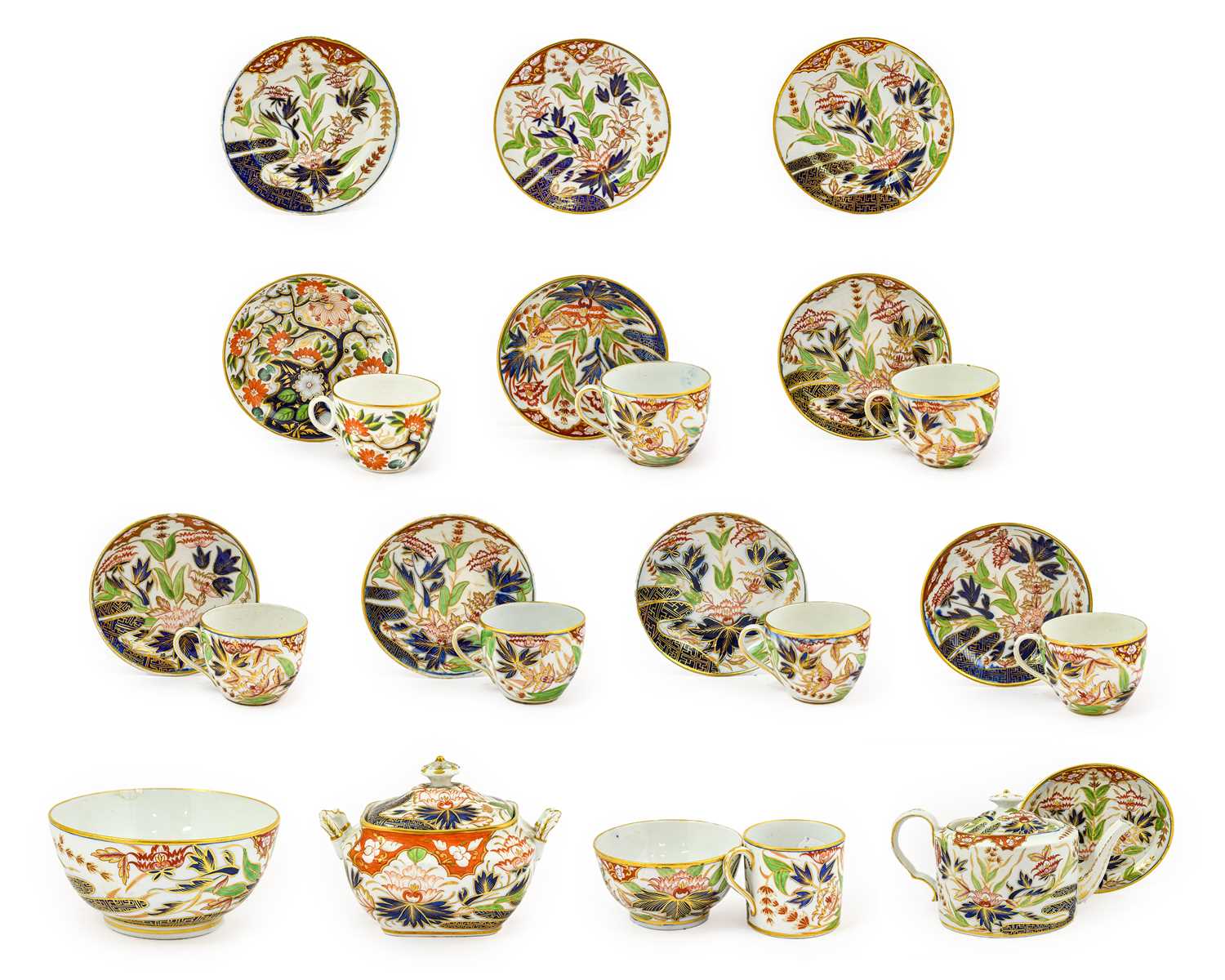 Lot 616 - A Composite English Porcelain Tea Service,...