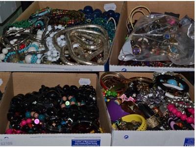 Lot 276 - Four boxes of mixed costume jewellery