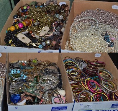 Lot 278 - Four boxes of mixed costume jewellery