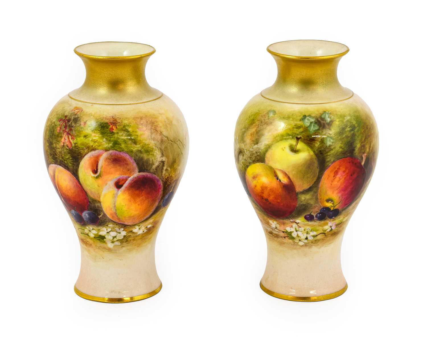 Lot 646 - A Pair of Royal Worcester Porcelain Vases, by...