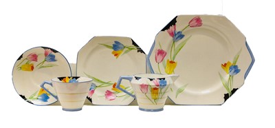 Lot 98 - A Paragon 'Tulip' pattern heart tea set,...