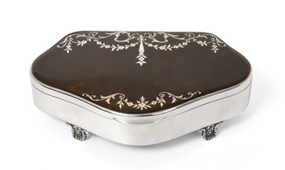 Lot 2108 - A George V Silver and Tortoiseshell Jewellery-Box