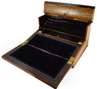 Lot 1010 - A French Brass Bound Kingwood Writing Slope,...