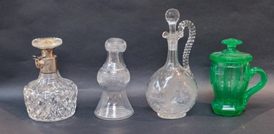 Lot 315 - A cut glass decanter with a locking silver...