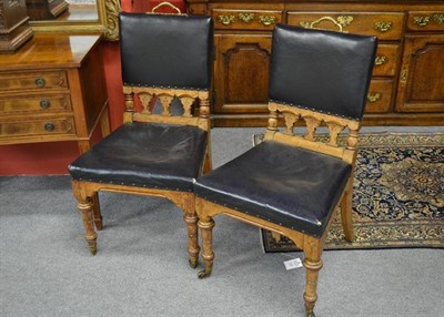 Lot 992 - A Set of Six Gothic Revival Inlaid Oak Chairs, attributed to Charles Bevan, made by Marsh,...