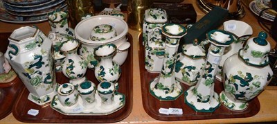 Lot 295 - Quantity of Masons 'Chartreuse' pottery (on two trays)