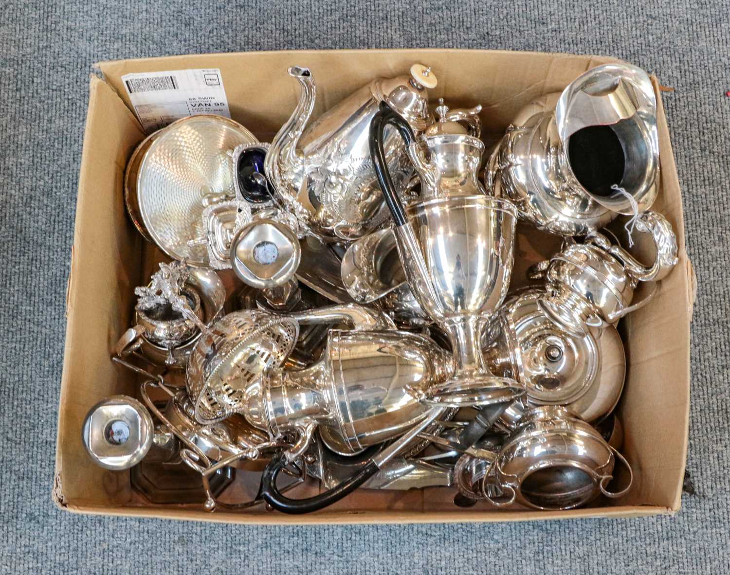 Lot 456 - A quantity of assorted silver plated items, to...