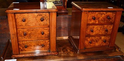 Lot 303 - Pair of walnut miniature chests (formerly from a dressing table)