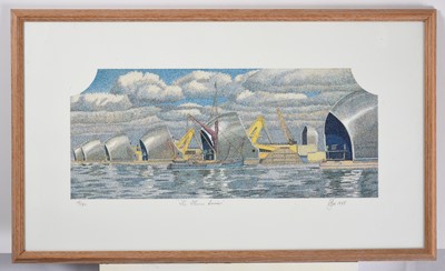 Lot 2003 - P J Lee (Contemporary) "The Thames Barrier"...