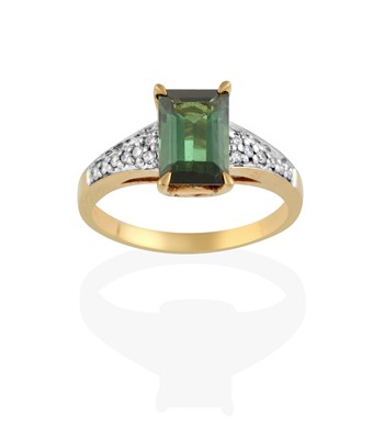 Lot 2343 - An 18 Carat Gold Green Tourmaline and Diamond Ring