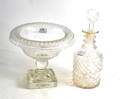 Lot 328 - A cut glass pedestal bowl and a glass decanter